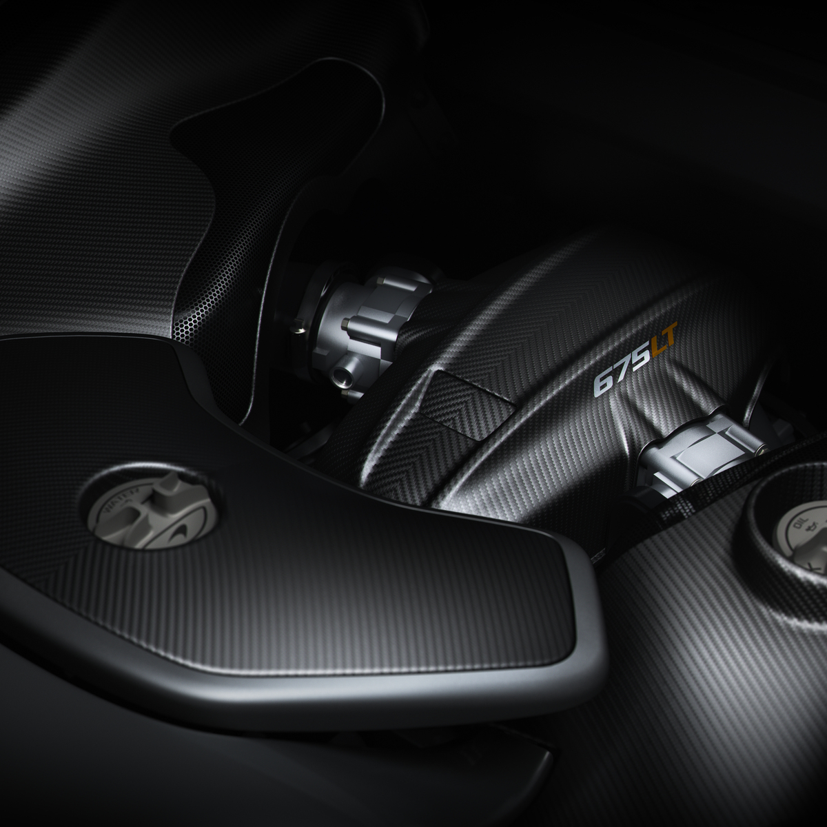 McLaren 675LT Spider carbon fiber engine.