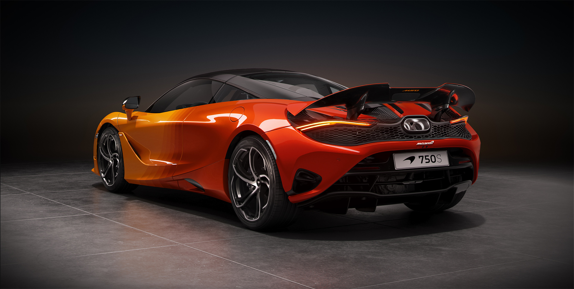 Orange Spectrum Theme MSO McLaren 750S - rear side view.