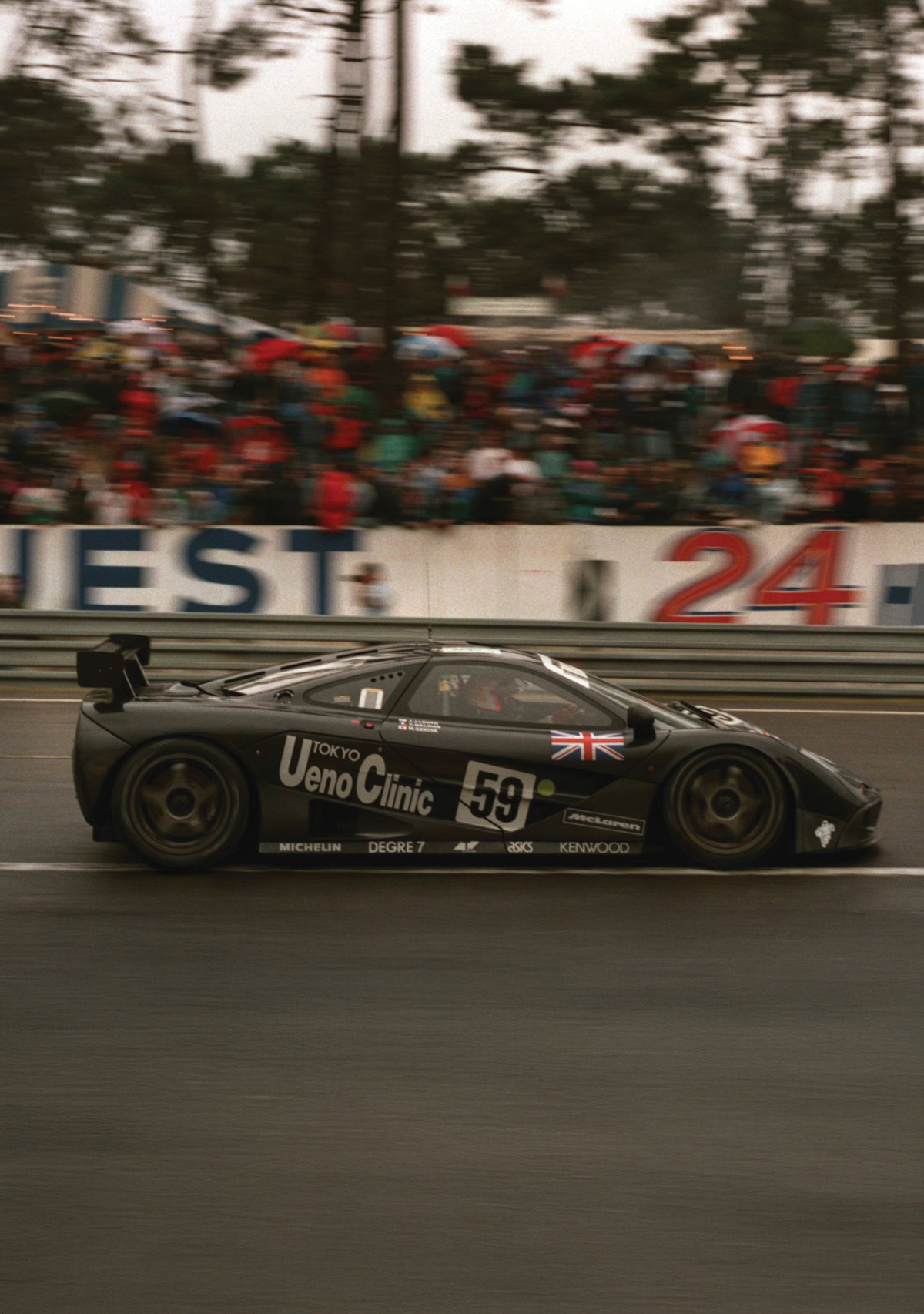 The McLaren F1 driving at Le Mans.