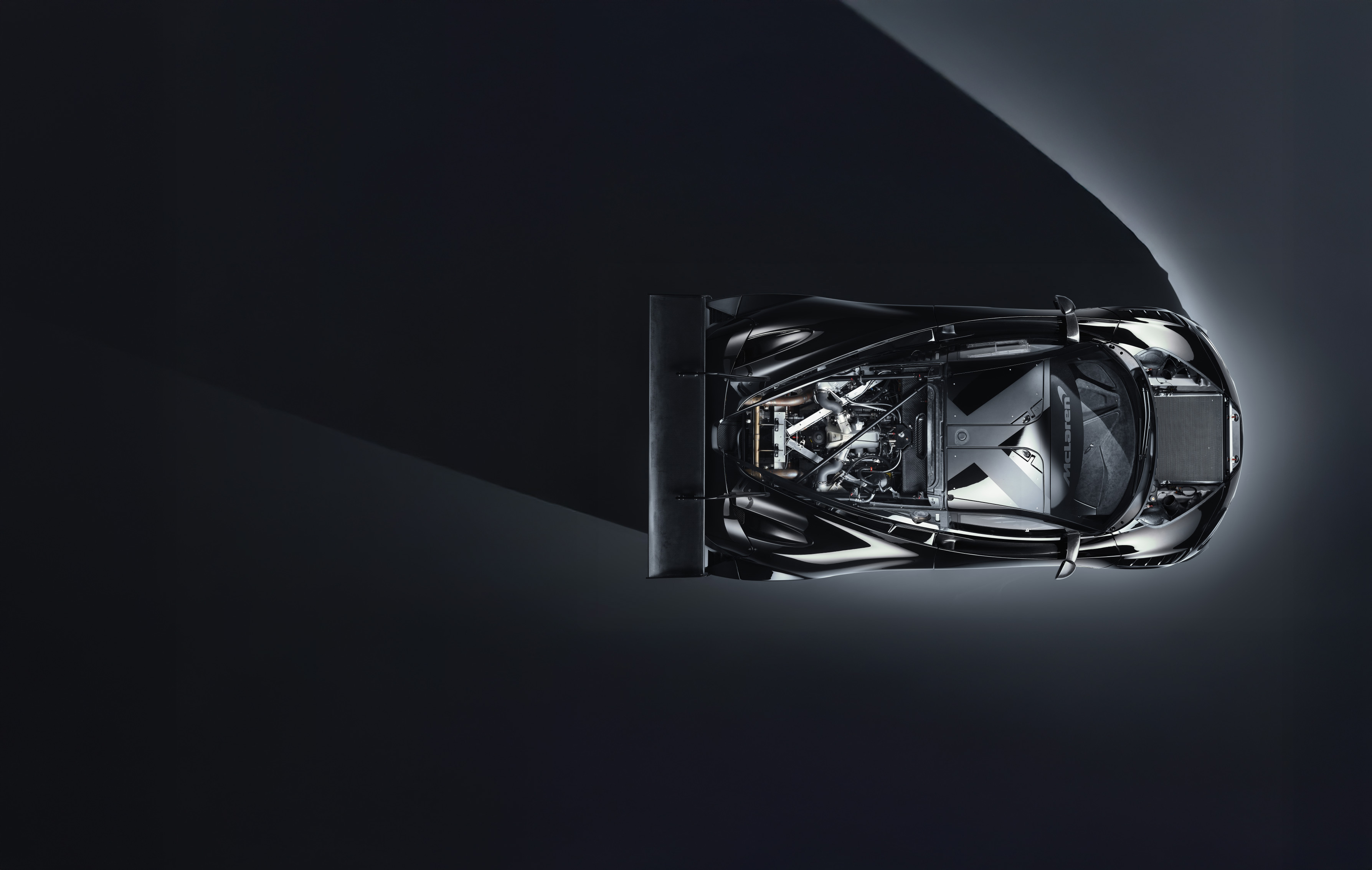 Top view of black McLaren 720S GT3X.