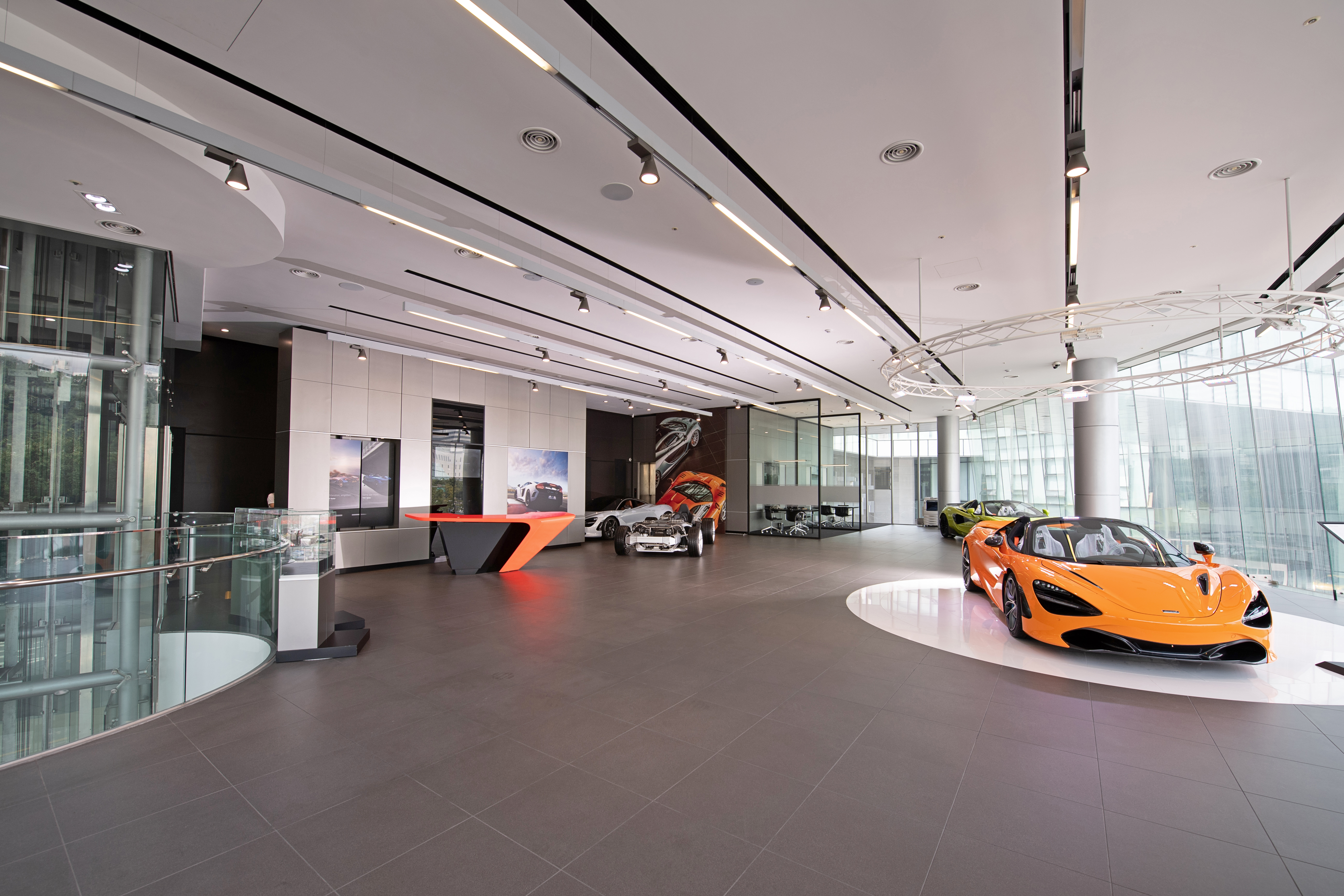 Inside the McLaren Seoul showroom. 